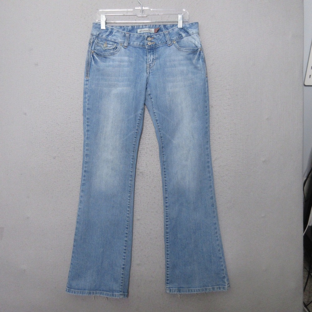 Aeropostale Jeans Flare Bootcut Y2K Embroidered Low Rise Flap‎ Pockets Fade
